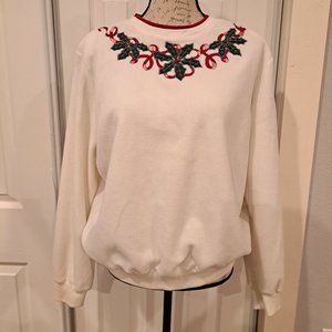 Vintage Alfred Dunner Women's White Ugly Christmas Sweater - Large